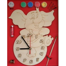Часы с циферблатом под роспись «Слоник» с красками 