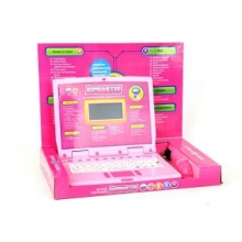 Детский обучающий компьютер с цветным экраном (розовый) адаптер от сети
